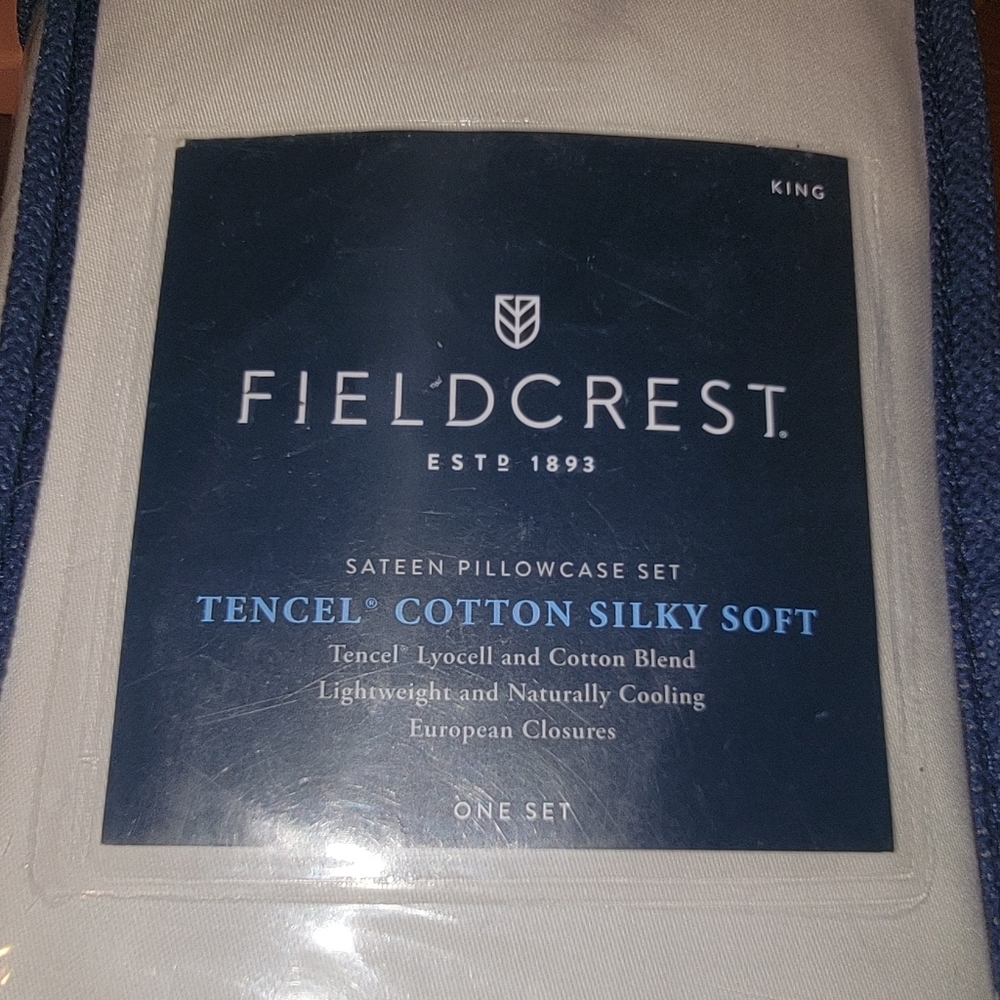 Fieldcrest Heirloom White Cotton / Tencel King Pillowcases